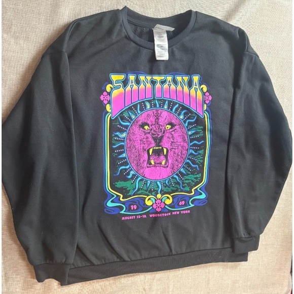Carlos Falchi Tops - Carlos Santana Pullover Crewneck Woodstock 1969 Purple Lion Womens Large